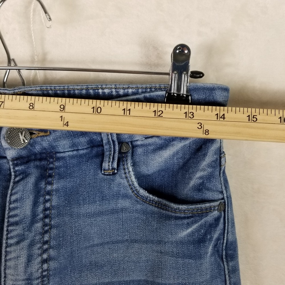 KUT from the Kloth Meg Wide Leg Jeans Women 4 Blue High Rise Raw Hem Distressed - Picture 7 of 9